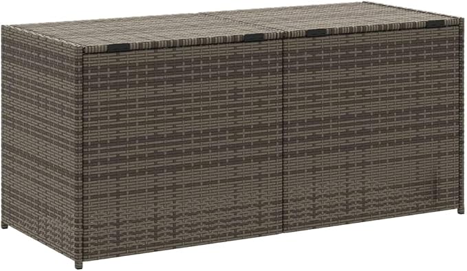 Wicker Outdoor Deck Box, 74.8 Gal Outdoor Storage Box with Lid, PE Rattan Storage Container for Pillows, Cushions, Gardening Tools, 47.2"x19.7"x22" Gray
