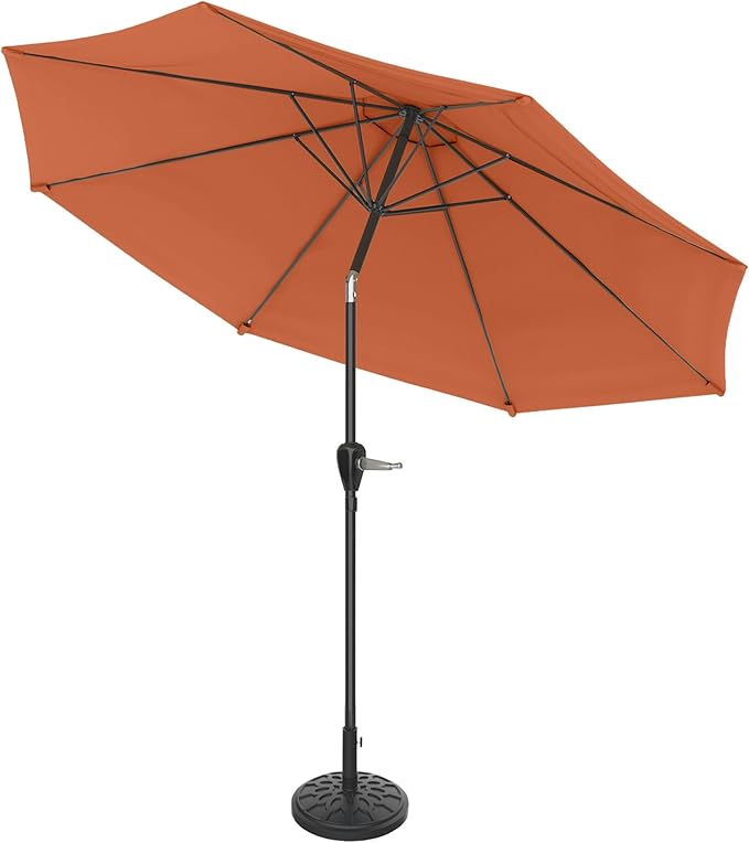 Patio Umbrella with Auto Tilt - 10ft Easy Crank Outdoor Umbrella with Vented Canopy for Deck, Balcony, Porch, Backyard, or Pool by Pure Garden (Orange)