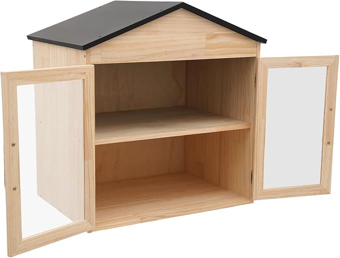 Outdoor Library Book Box, 2 Tier Wooden Outdoor Book Box, Free Standing/Pole Mounted Small Book Storage Cabinet, Literature Exchange Cabinet for Sharing Book Home School Community Nursery Etc