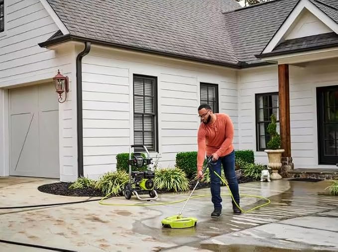 RYOBI 15 in. 3400 PSI Gas Pressure Washer Surface Cleaner with Caster Wheels (Renewed)