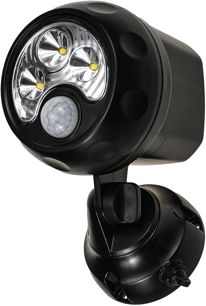 YCB2050 Battery Operated Motion Lights Outdoor, LED Motion Spotlight 5000K Daylight White, Wireless Security Light Uses 4 D-Cell Batteries (Not Included), Black