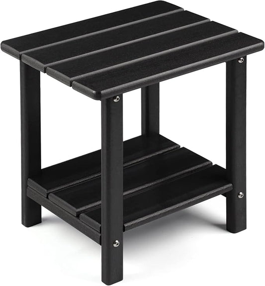 Apolimi Adirondack Outdoor Side Table, 2-Tier Sturdy Patio End Table Weather Resistant, 16.5" Solid Side Table for Patio, Pool, Porch
