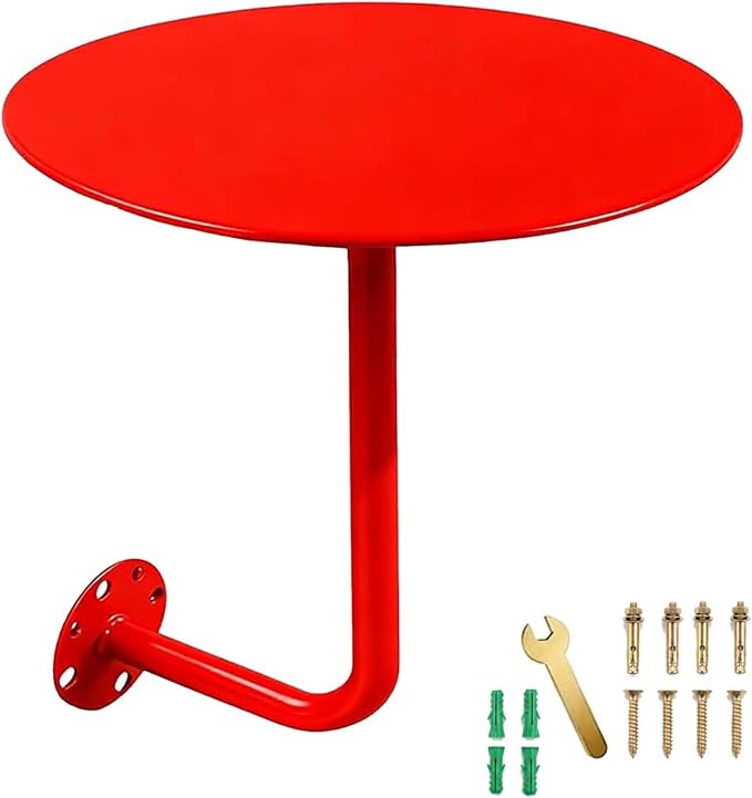 Wall Mounted Round Table, 12-20in Bar Table with L-Type Bracket, Floating Side Table for Indoor/Outdoor Use, 25kg Load Capacity