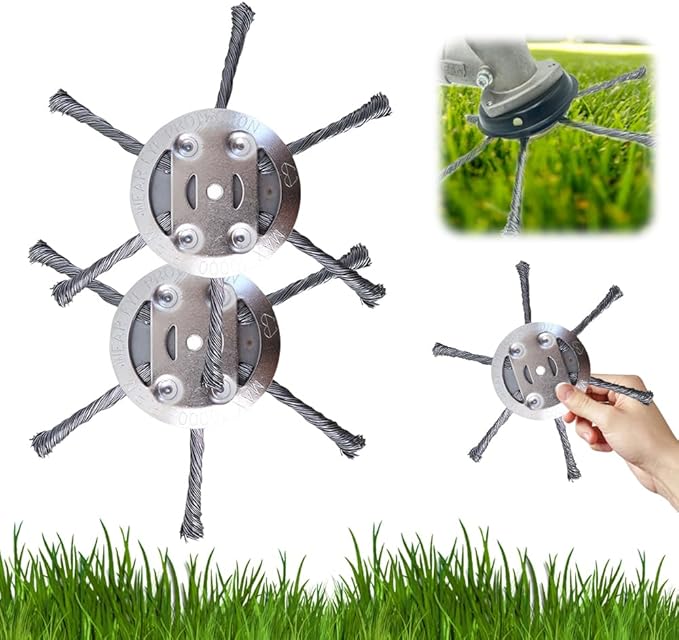 Steel Wire Grass Trimmer Head, 6 Inch Universal Steel Wire Trimmer Head for Weed Eater, Compatible with Most Lawn Mower,Tool-Free Installation (2)