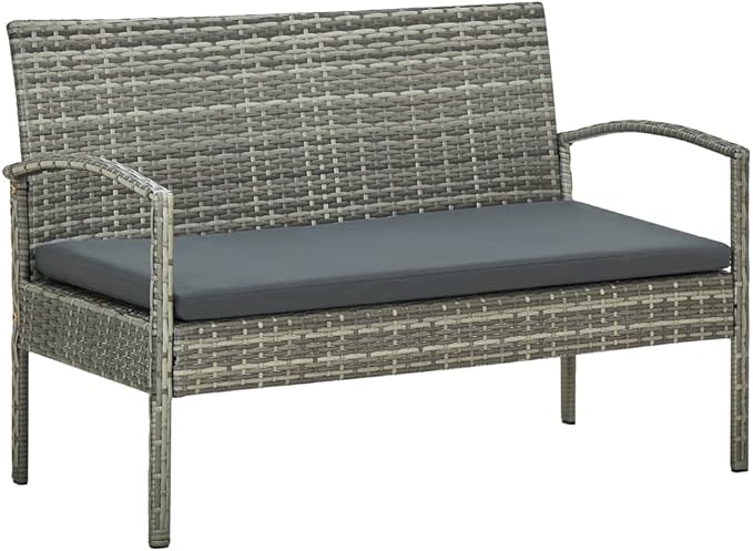 Patio Lounge Set with Cushions,Outdoor Patio Furniture,Outdoor Chat Conversation Set,Garden Furniture Sets,for Patio,Backyard,Garden,Outdoor,4 Piece Poly Rattan Gray