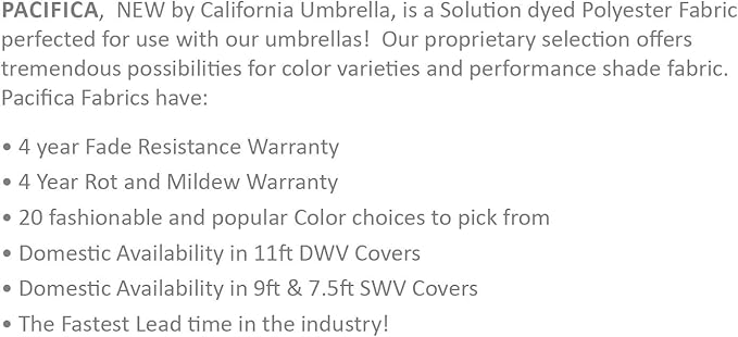 California Umbrella 11' Round Aluminum Market Umbrella, Crank Lift, Auto Tilt, Bronze Pole, Pacifica Capri