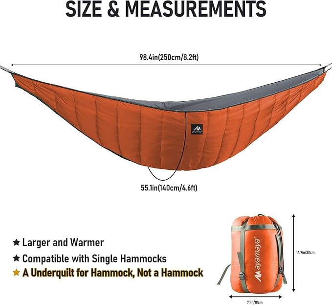 Hammock Bug Net + Underquilt, Mosquito Net & Full Length Under Quilt for Single Hammocks