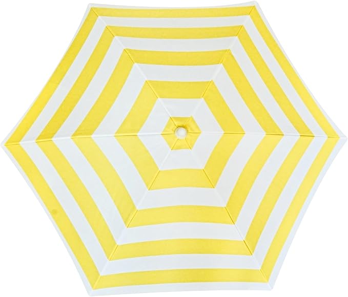 AMMSUN 5ft Seaside Umbrella for Sand Box and Water Table - Kids Durable Umbrellas for children Beach Camping Garden Outdoor Play Shade (5ft Yellow White)