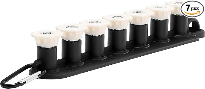 Tool Daily Pressure Washer Tips, 40 Degree White Power Washer Nozzle Tips 7 Pack with Nozzle Holder, 1/4 Inch Quick Connect, 4000 PSI