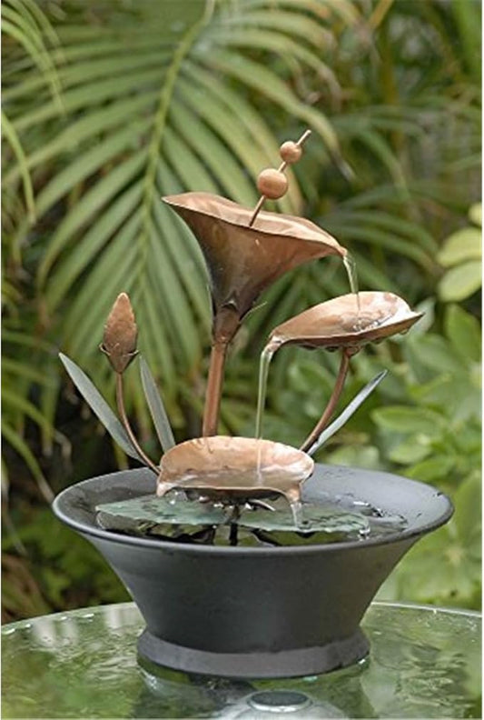 Maykoosh Tabletop Fountain Water Feature - Indoor Outdoor Decor, Adjustable Flow, Metal & Resin Design, Quiet Trickling Sound