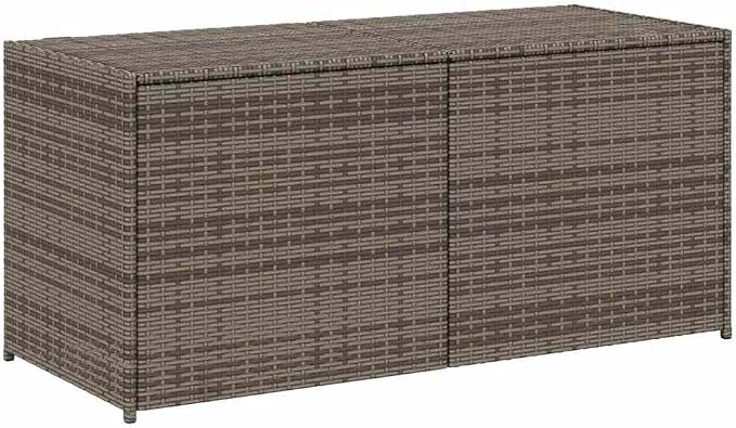 Outdoor Garden Storage Box, 283L Weather-Resistant PE Rattan Deck Box with Gas Spring Lid, Waterproof Patio Cushion Organizer for Backyard, Pool, and Terrace, Grey