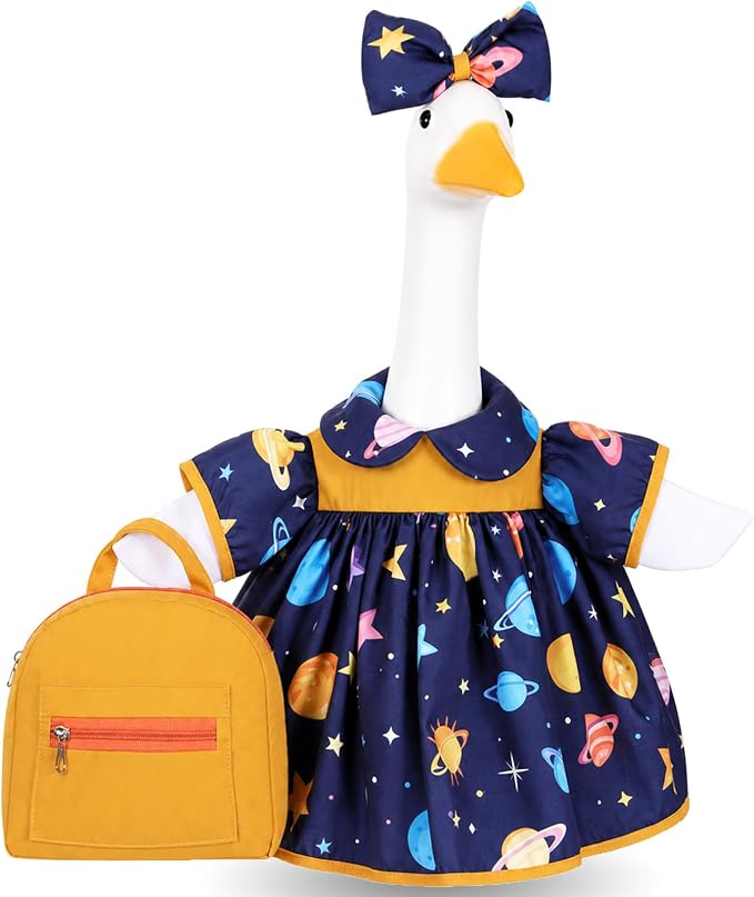 Mindsoft Back to School Porch Goose Outfit Teacher Goose Clothes Costume Statues Decor for 23" School Classroom Lawn Garden Patio Outdoor Statues(Backpack Style - Navy Blue)