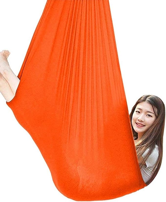Indoor Sensory Therapy Swing Set Hanging Cuddle Hammock Chair for Kids Children Special Needs ADHD Autism Toys Up to 200kg (Color : Orange, Size : 150 x 280 cm)
