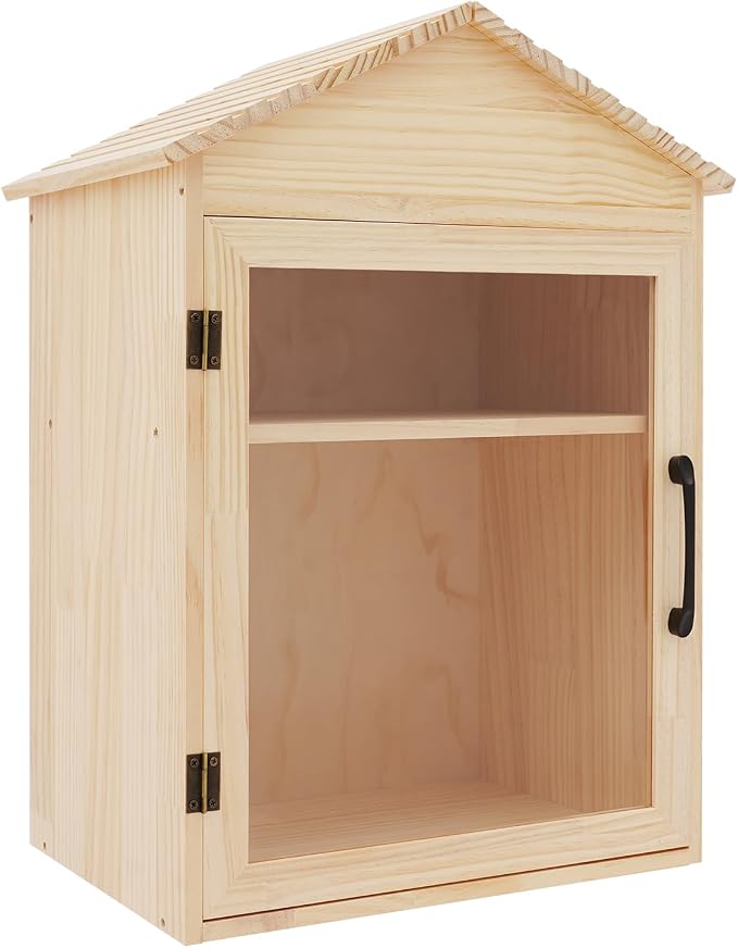 Library Book Exchange Box Weatherproof Wood Cabinet for DIY Outdoor Indoor Book Storage,Literature Exchange Box for Community,Schools & Neighborhood Sharing (TypeI)
