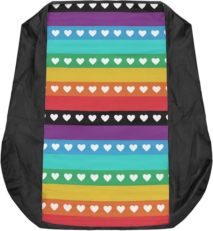 Rainbow Striped Heart Riding Lawn Mower Seat Cover Non Slip Lawn Mower Seat Covers Universal Tractor Seat Protector with Storage Pocket