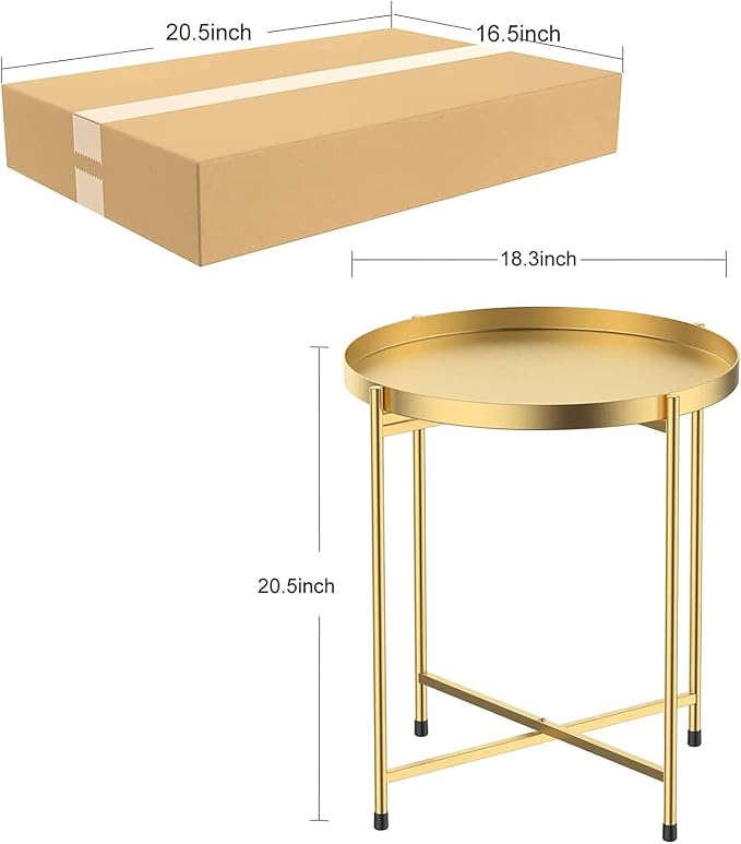 Tray Metal Round End Table Folding Small Side Table Outdoor & Indoor Coffee Table for Small Spaces Bedroom Patio,Black