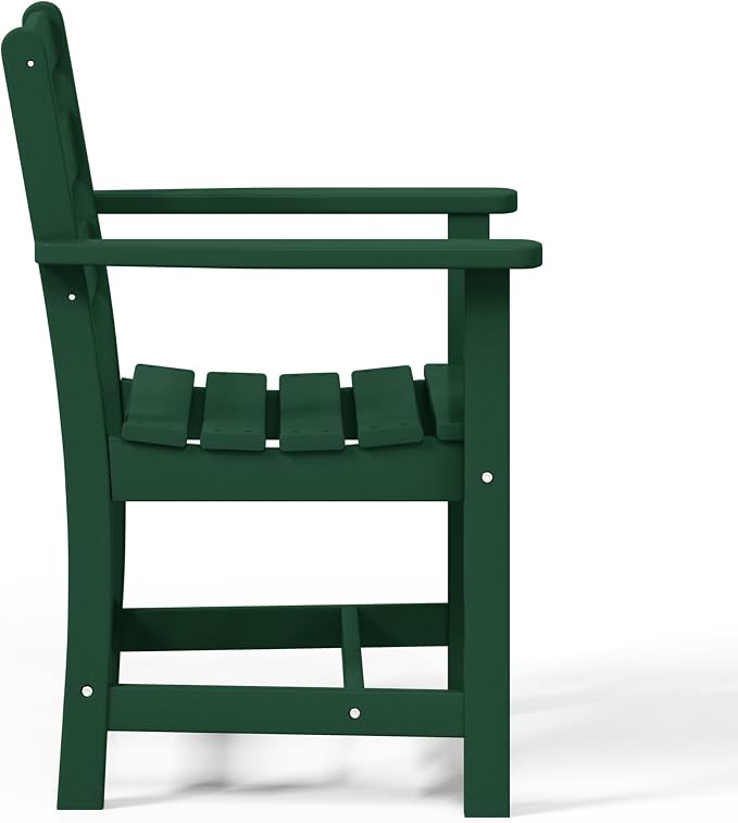 WestinTrends Ashore Outdoor HDPE Patio Classic Dining Arm Chair, Dark Green