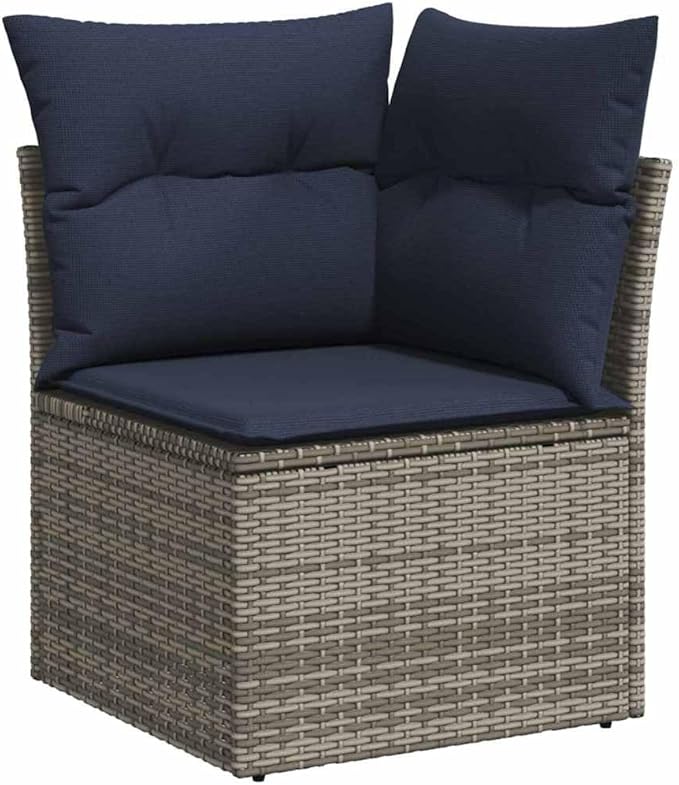 Garden Sofa Set Grey Poly Rattan Outdoor Furniture Set for Patio Conversation Sets