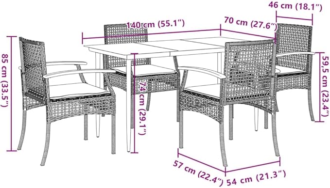 5 Piece Patio Dining Set with Cushions, Outdoor Lounge Sets Front Porch Furniture Patio Conversation Set Sectional Sofa for Piazza Garden Poolside Exhibition Gray Poly Rattan