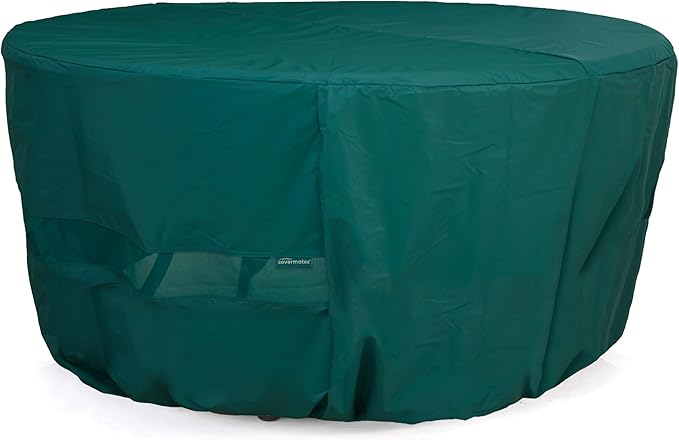 Covermates Round Dining Table Cover - Light Weight Material, Weather Resistant, Elastic Hem, Patio Table Covers, Round 54DIAMETER x 25H, Green
