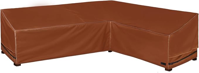 NettyPro Patio Sectional Cover 104" x 83", L-Shaped Waterproof 600D Heavy Duty Outdoor Furniture Sofa Lounge Set Cover, Right Facing, Brown