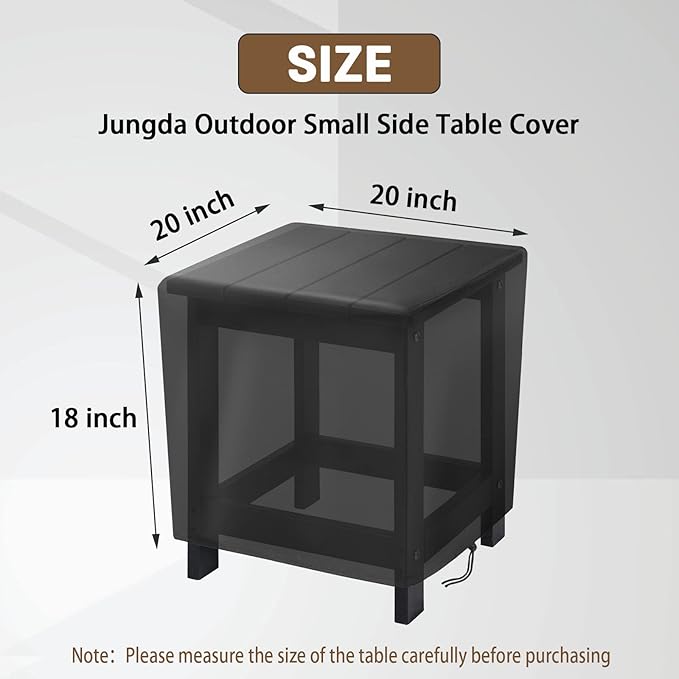 Outdoor Square Coffee Table Cover, 20 Inch Patio Small Side Table Waterproof Cover for Outside Furniture, 20 x 20 x 18 Inch