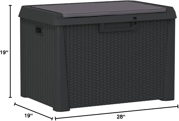 Patio Storage Box with Seat Cushion 33 Gal Outdoor Deck Box Anthracite PP Garden Storage Container for Poolside Backyard Porch Furniture