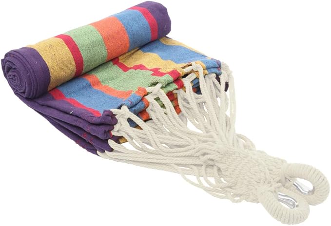 Portable Outdoor Polyester Hammocks Set,Professional Hammock Stand,Outdoor Patio Hammocks,Indoor Swing Hammock Chair Set,with Carry Bag,for Outside Patio Porch Beach Backyard (Colorful Stripe)