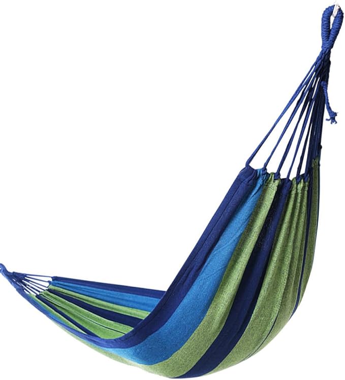 CALLARON Double Outdoor Canvas Hammock Swing for Two Adults, Widened Thickened Portable Travel Hammock for Garden, Patio, Camping Use, Blue