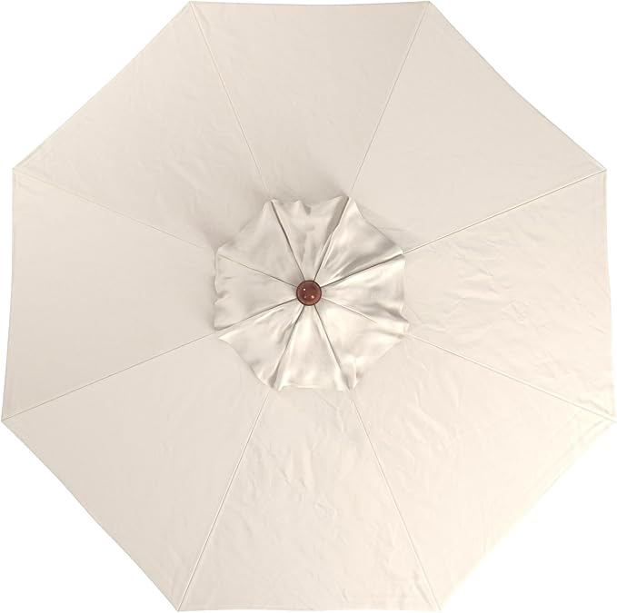 California Umbrella 9' Premium Commercial Hardwood Patio Umbrella, Manual Lift With Sunbrella Natural Fabric