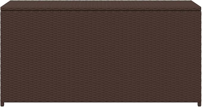 Gecheer Garden Storage Box Brown 120x50x60 cm PE Rattan Outdoor Deck Box with Gas Lift Lid and Waterproof Polyester Lining