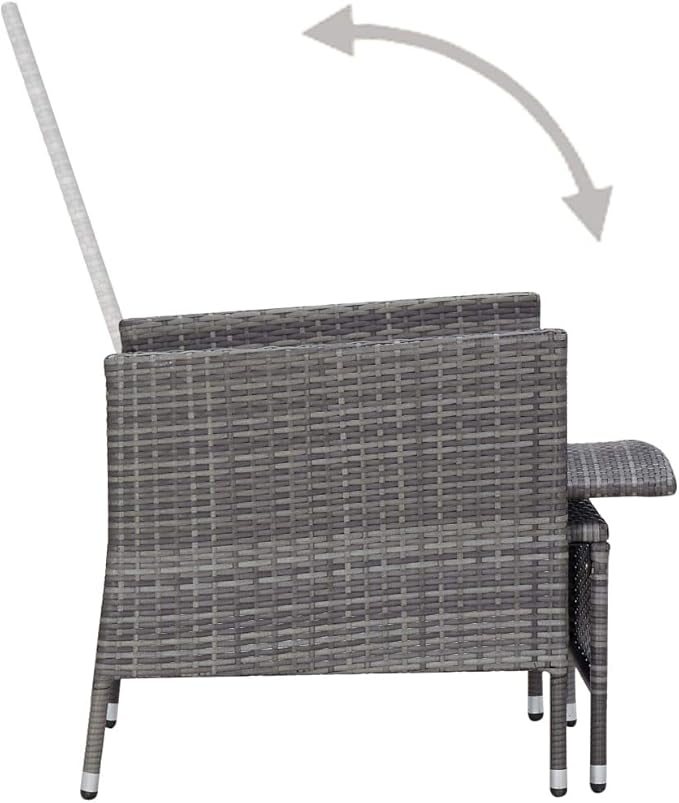 2 Piece Patio Lounge Set with Cushion, Furniture Conversation Sets Outdoor Patio Sectional Patio Lounge Set Piece Patio Set s Poly Rattan Gray
