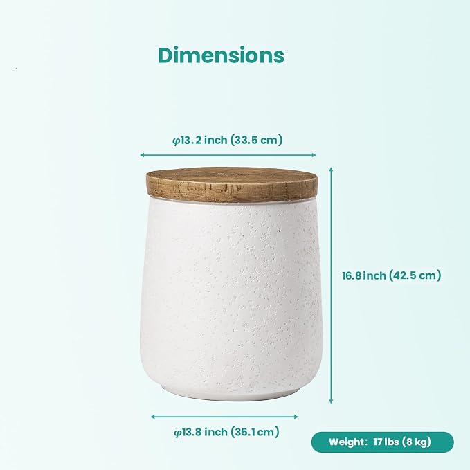 SUNBURY Outdoor Side Table, 13" W Concrete End Tables for Patio, Accent Side Table, Garden Stool Wooden-Look Top Lightweight for Livingroom Bedroom, Garden, Backyard, White