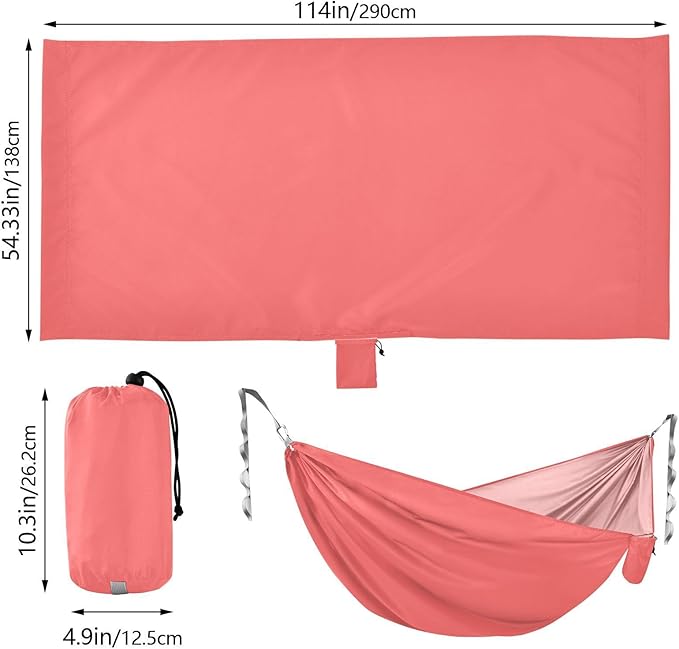 Watermelon Red 330lb Capacity Camping Hammocks with Hanging Rope Hanging Hammock for Outside Patio Garden hamacas para adultos con soporte