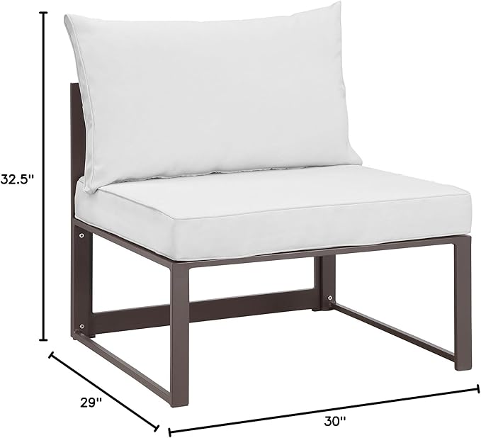 Modway Fortuna Aluminum Outdoor Patio Armless Chair in Brown White