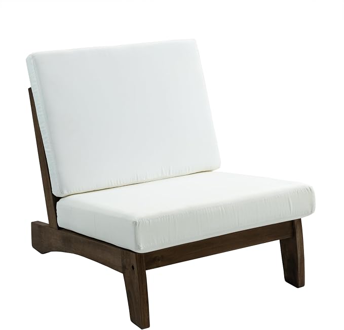 2 Piece Wood Patio Chair Outdoor Bistro Set, All Weather Outdoor Furniture Patio Sofa Chair Backyard Seating Group Conversation Sets with Cushions, Beige