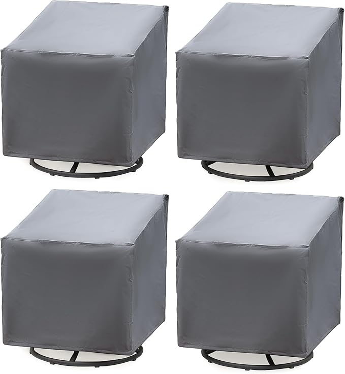 Patio Chair Covers 4 Pack, Outdoor Chair Covers Waterproof 600D Heavy Duty, All-Weather Patio Furniture Covers for Outdoor Swivel Chairs, Lawn Wicker Sofas & Rocking Chairs, Grey