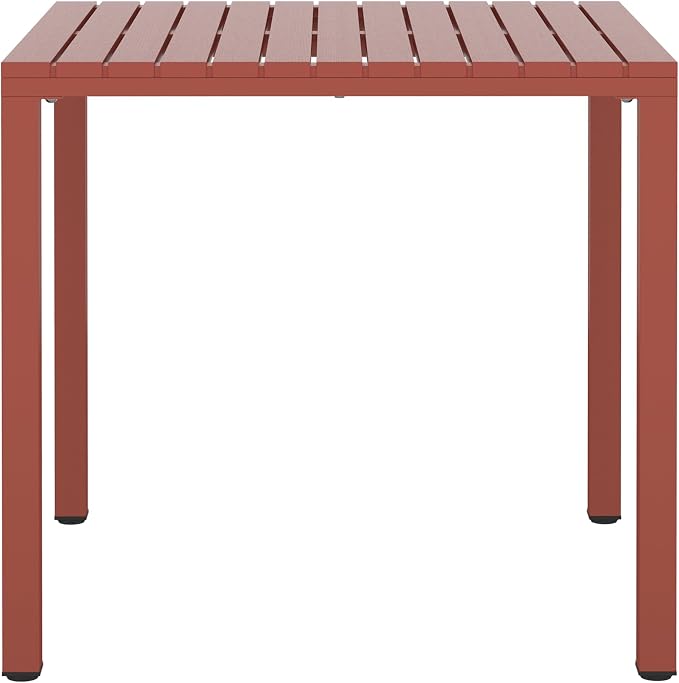 WestinTrends Playa 31.5" Iron Metal Frame Outdoor Square Patio Dining Table, Red