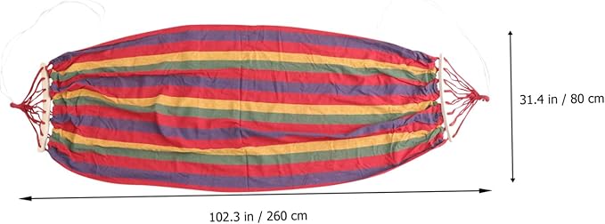 UPKOCH Rainbow Striped Canvas Single Person Hammock Outdoor Swing with Anti-tip Design for Travel and Leisure Use