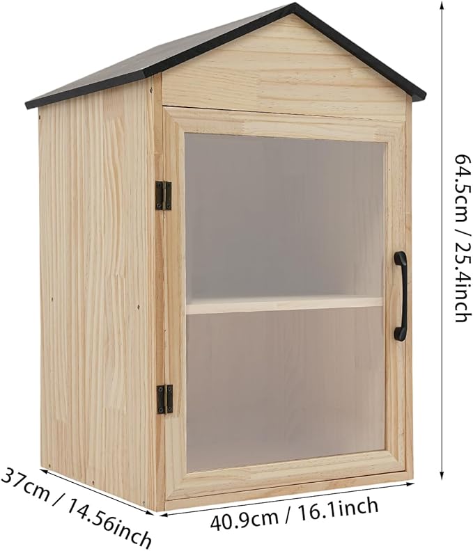 Outdoor Library Box, 16x14.6x25.4inch Wood Literature Exchange Box DIY Little Wood Cabinet with Shelf for Outside Neighborhoods Community and Schools Sharing Books Literature (Gable Roof)