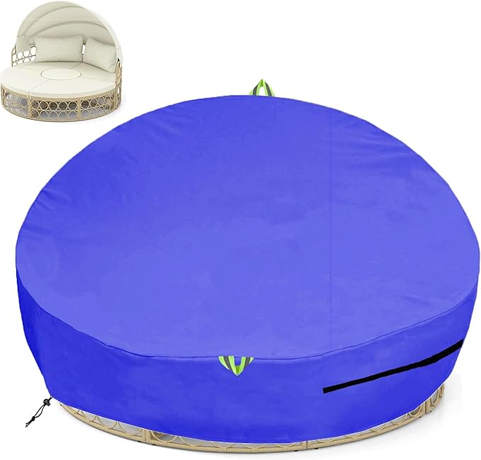 Outdoor Daybed Cover Waterproof, 600D Round Patio Sofa Cover, Heavy Duty Outdoor Canopy Daybed Sofa Cover - Ø88"X35''/18H