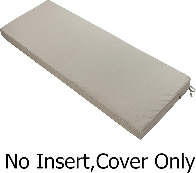 FUNHOME Outdoor Bench Cushion Cover 48 x18 x 3 inch,Water Resistant Cover with Zipper&Ties,Fade-Resistant Slipcover,Patio Porch Swing Cushion Cover Replacement Only,No Insert(Light Brown)