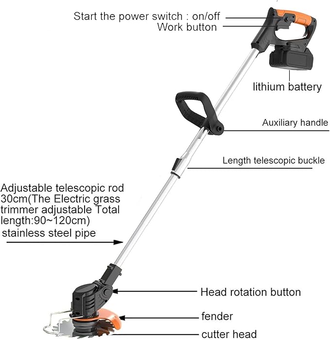 Weed Wacker-Electric weedwacker/Cordless String Trimmer/Edger Lawn Tool.It Comes with 2 Lithium Batteries and 4 Different Types of Blades.Electric Weed Wacker Suitable for Gardens and patios.