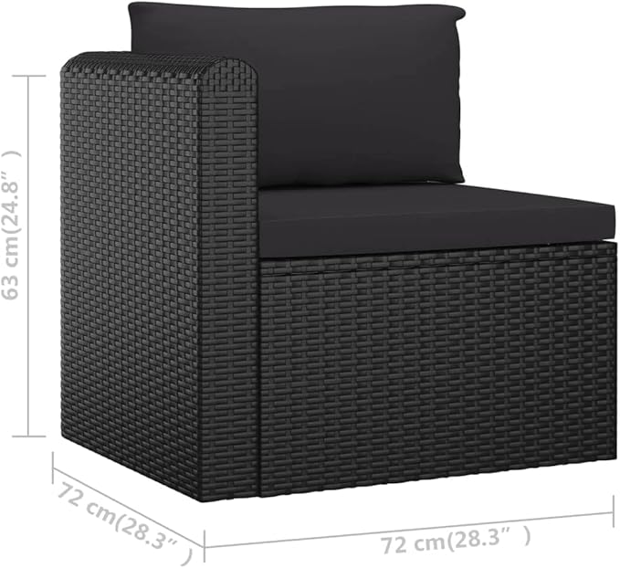 Patio Furniture Set,Outdoor Sectional Furniture Set,Outdoor Dining Set Sectional Sofa Patio Conversation Set,3 Piece Patio Sofa Set with Cushions Poly Rattan Black