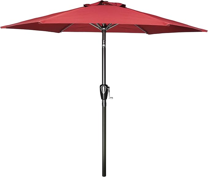 Simple Deluxe 7.5ft Patio Umbrella Outdoor Table Market Yard Umbrella with Push Button Tilt/Crank, 6 Sturdy Ribs for Garden, Deck, Backyard, Pool, Red