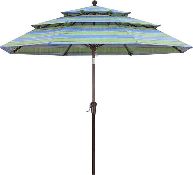 ABCCANOPY 5-Year 10-Year No Fading 9FT 3 Tiers Patio Umbrella, Outdoor Table Umbrella with 8 Sturdy Ribs for Deck, Backyard, Garden, Yard