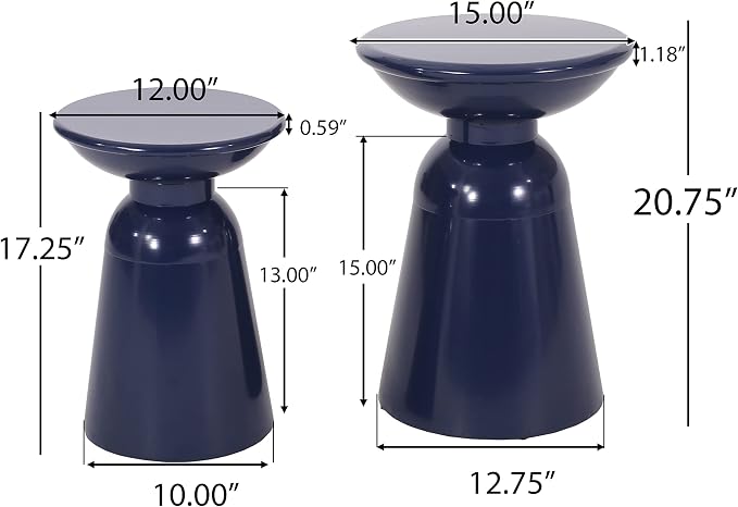 Christopher Knight Home Pelon Outdoor Side Tables - Navy Blue (Set of 2)