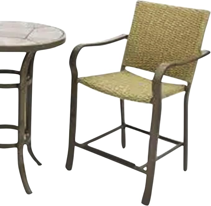 Four Seasons Courtyard Amalfi 3 Piece Woven Outdoor Balcony Furniture, Patio Dining Set with Steel Frame, Includes 1 Table and 2 Chairs, Beige