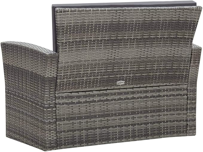 4 Piece Patio Lounge Set,PE Rattan Outdoor Furniture Set,Patio Conversation Sofa Set,Garden Backyard Poolside Patio Seating Set,with Cushions Poly Rattan Gray