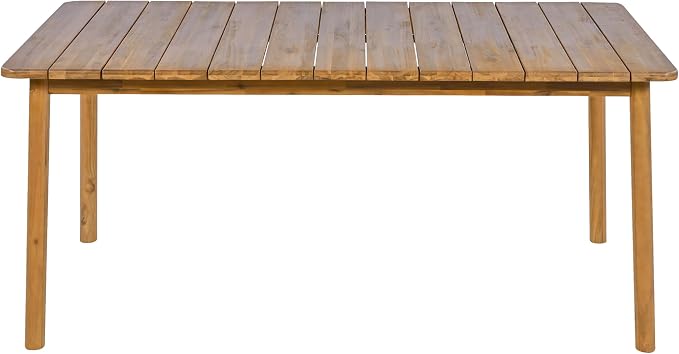 Christopher Knight Home Kegy 67" Patio Acacia Wood Dining Table with Slatted Tabletop, Outdoor Farmhouse Rectangular Dining Room Table for 6 Persons, Teak